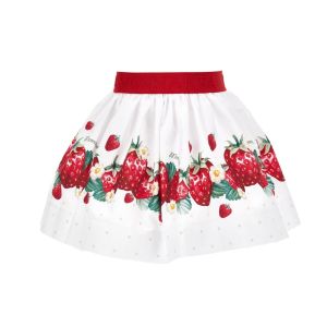 Monnalisa White Strawberry Skirt