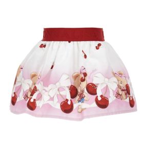 Monnalisa Baby Pink Cherry and Teddy Bear  Skirt