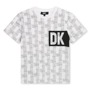 DKNY White & Black Multi Logo Cotton T-Shirt