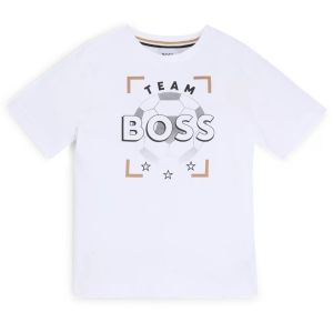 BOSS Boys White &#039;Team Boss&#039; Football T-Shirt