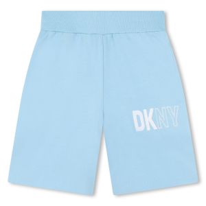 DKNY Pale Blue White Logo Cotton Jersey Shorts