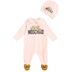 Moschino Sugar Rose Cotton Tumbling Teddy Bear Babygrow Gift Set
