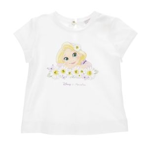 Monnalisa Baby Girls White Cotton Rupunzel Disney T-Shirt