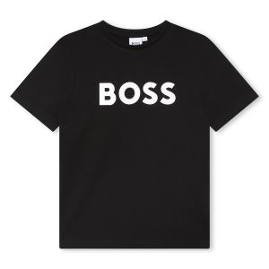 BOSS Boys New Season Black Cotton T-Shirt