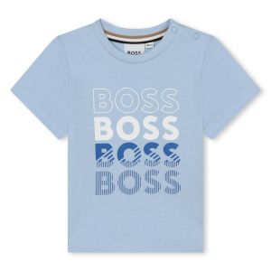 BOSS Baby Boys Pale Blue Large Repeat Logo Cotton T-Shirt