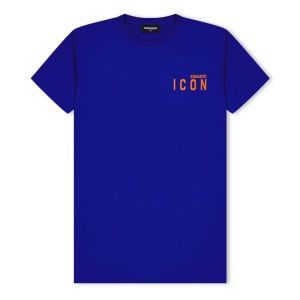 DSQUARED2 ICON Bright Blue  Chest Logo Short Sleeve T-Shirt
