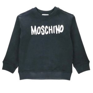 Moschino Kid Black Cotton Paint Effect Logo Sweatshirt