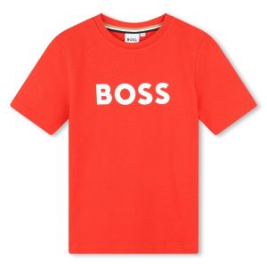 BOSS Boys New Season Red Cotton T-Shirt