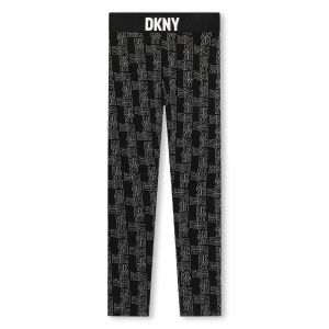 DKNY Girls SS24 Black Cotton Logo Leggings