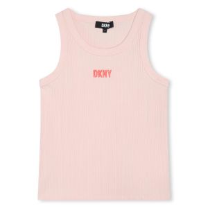 DKNY Girls Pink SS24 Ribbed Cotton Vest Top