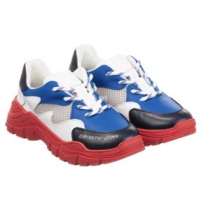 Emporio Armani Red & Blue Leather Trainers