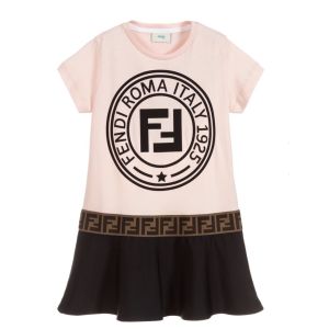 FENDI Girls Pink & Black Logo Dress