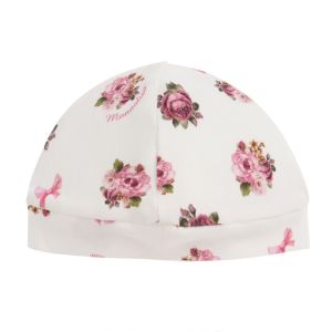 Monnalisa Baby Girls Ivory Floral Cotton Hat
