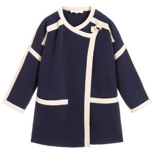 Chloé Navy and Gold Wool & Cotton Knitted Coat