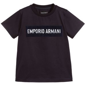 Emporio Armani Teen Boys Navy Blue Cotton Jersey Logo T-Shirt