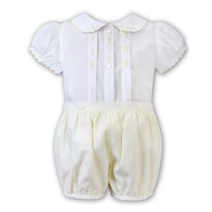 Sarah Louise Yellow & White Hand-Embroidered Buster Suit
