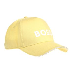 BOSS Older Boys Yellow Cotton White Logo Cap