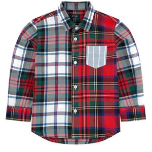 Il Gufo Boys Red and Green Check Cotton Shirt
