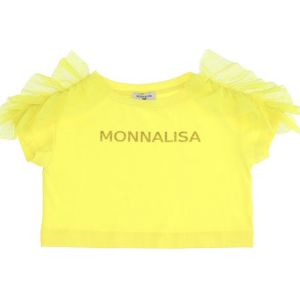 Monnalisa Girls Net Sleeved Yellow T-Shirt 