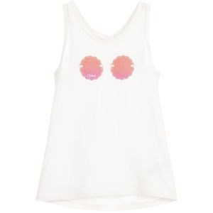 Chloé White & Pink Cotton Sunglasses Vest Top