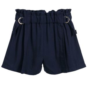 Chloé Girls Navy Blue Gold Buckle Viscose Shorts