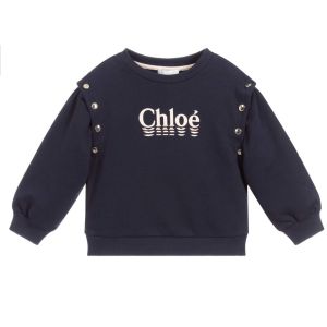 Chloé Blue Cotton Pink Logo Sweatshirt