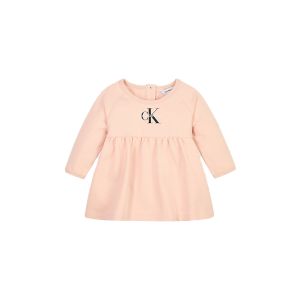 Calvin Klein Baby Girls Rose Sweatshirt Dress With Logo Monogram