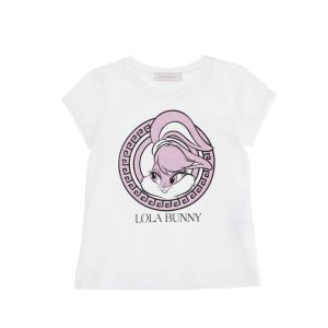 Monnalisa White Pink Sparkly Lola Bunny T-Shirt