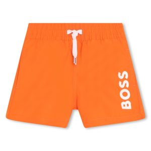 BOSS Baby Boys Orange White Logo Swim Shorts