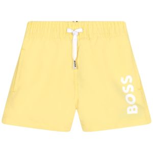 BOSS Baby Boys Yellow White Logo Swim Shorts