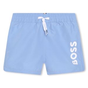 BOSS Baby Boys Pale Blue White Logo Swim Shorts