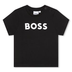 BOSS Baby Boys Black Cotton White Logo T-Shirt