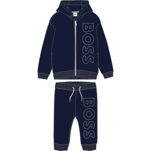 BOSS Baby Boys Navy Blue Long Logo Hooded Tracksuit
