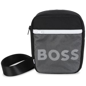 BOSS Boys Black Large Logo Messenger Bag 