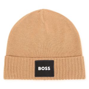 BOSS Boys Beige Knitted Beanie Hat