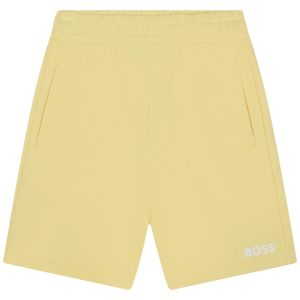 BOSS Boys Yellow & White Cotton Logo Shorts