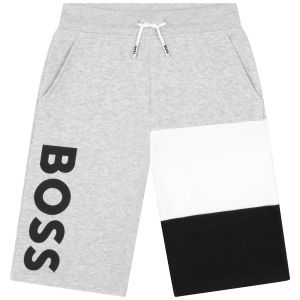 BOSS Older Boys Grey Colourblock Jersey Shorts