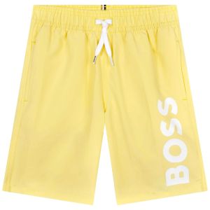 BOSS Older Boys Yellow White Logo Swim Shorts