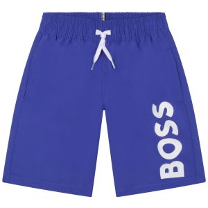 BOSS Older Boys Royal Blue White Logo Swim Shorts