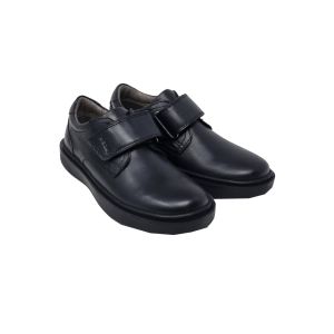 Geox Boys "Federico" Black Leather Shoes With Velcro Strap
