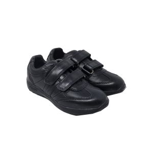 Geox Boys Black Leather "Xitizen" School Shoes With Double Velcro Straps