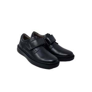 Geox Boys Black "Riddock" Leather Shoes With Single Velcro Strap
