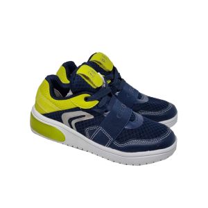 Geox Boys Navy And Lime "Xled Geobuck" Led Text Trainers