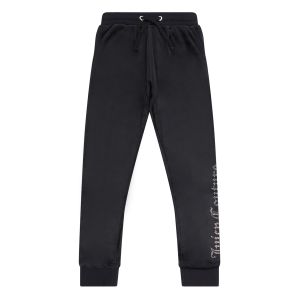 Juicy Couture Girls Black Velour Joggers With Logo Diamante Detail And Cuffs