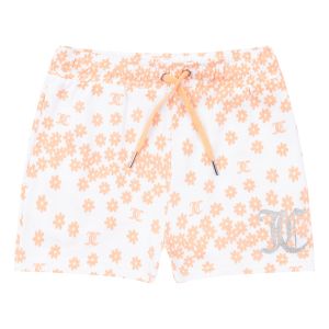 Juicy Couture Girls Orange Daisy Print Shorts With Glitter Logo Detail