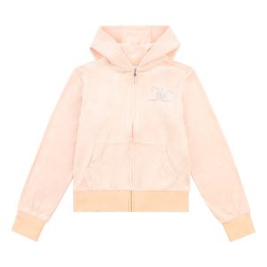Juicy Couture Girls Orange Velour Zip Up Hooded Jacket With Diamante Detail