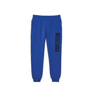 Moschino Kids Royal Blue Joggers WIth Logo Down Left Leg