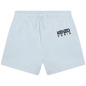 KENZO KIDS Boys Pale Blue Logo Jersey Shorts