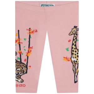 KENZO KIDS Girls Pink Cotton Logo Animal Leggings