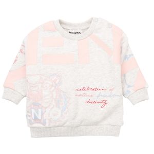 KENZO KIDS Girls Grey and Pink  Multi Iconic Tiger Sweatshirt